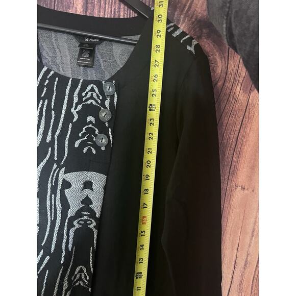 ALI MILES Black Artsy Abstract 3/4 Sleeve 3 Button Art To Wear Top SIZE XL - Picture 8 of 9